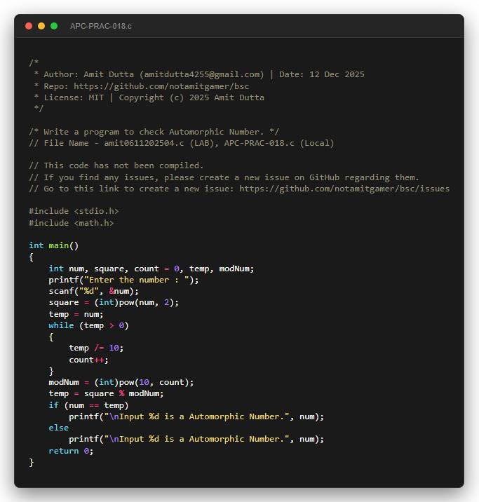 Write a program to check Automorphic Number.